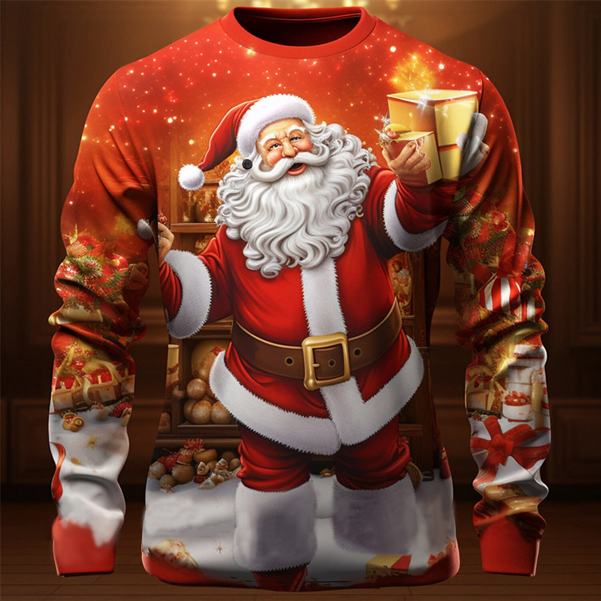 Men's Graphic Santa Christmas Long Sleeve T-Shirt