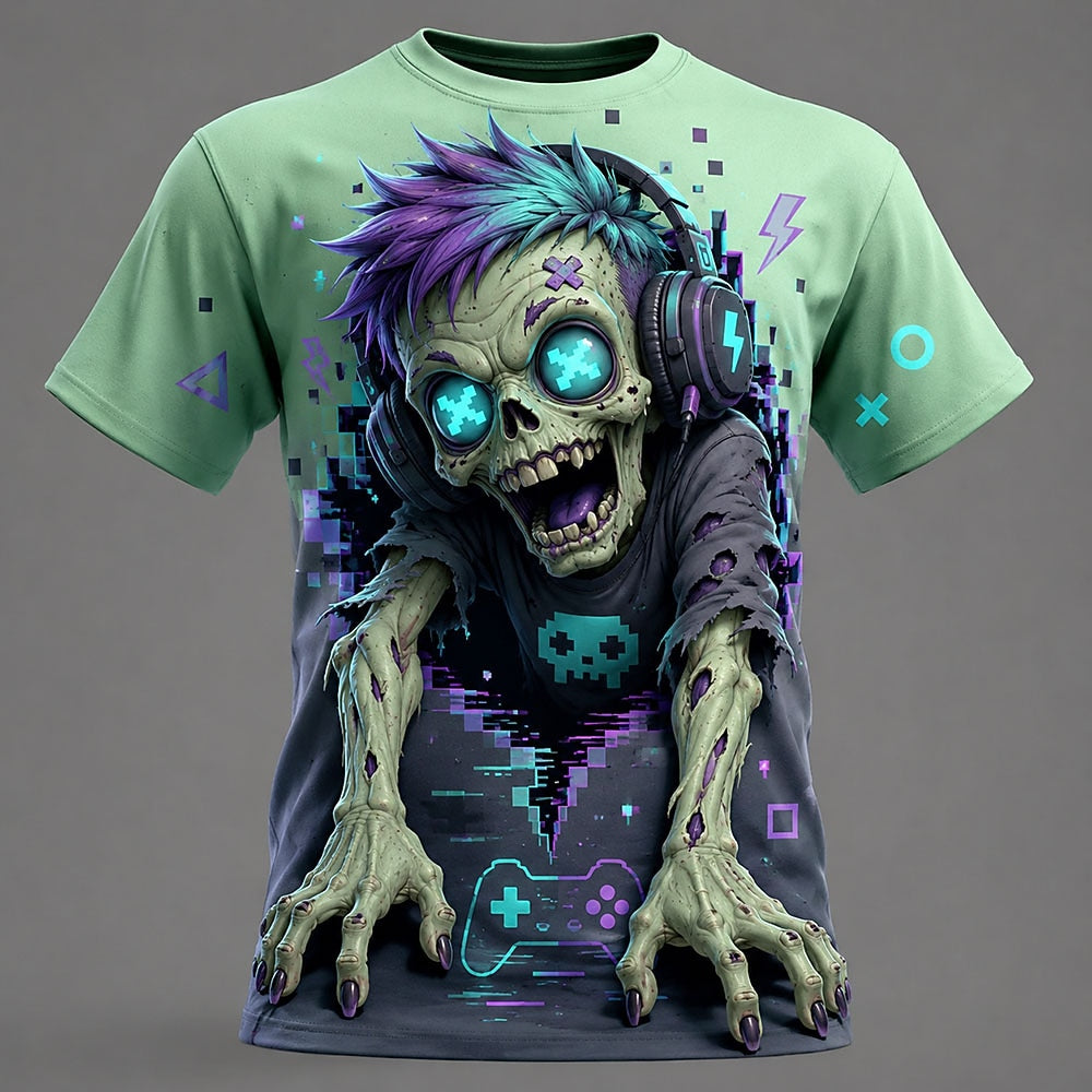 Men's Zombie Skull Bone Print Tee