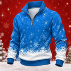 Snowflake Christmas Stand Collar Zip Sweatshirt