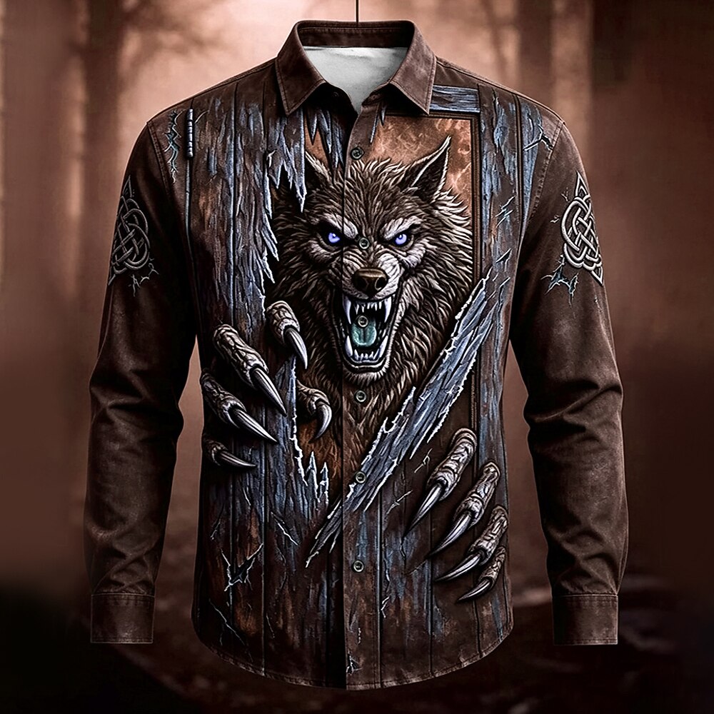 Men's Werewolf Horror Button Up Shirt