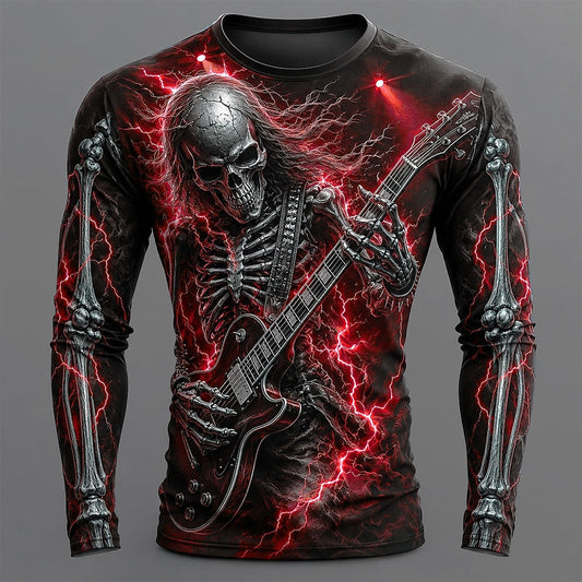 Men's Skull Skeleton Guitar 3D T-Shirt