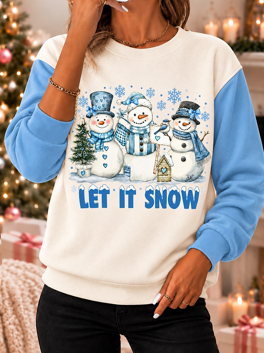 Snowman Snowflake Christmas Pullover Sweatshirt