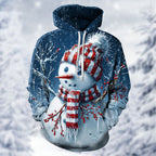 Snowman Christmas Casual Graphic Hoodie