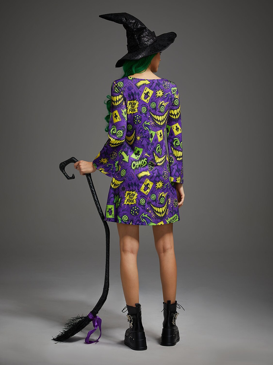 Women's Evil Jester Gothic Halloween Print Dress
