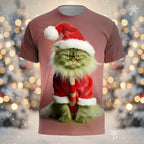 Men's Christmas Cat Artistic Graphic Tee