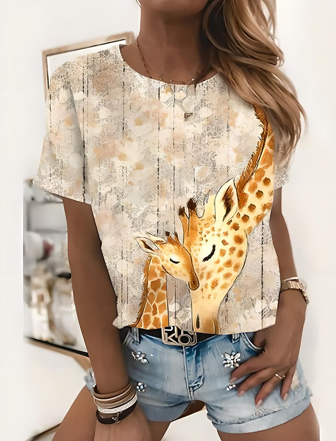 Women's Playful Giraffe Graphic Tee
