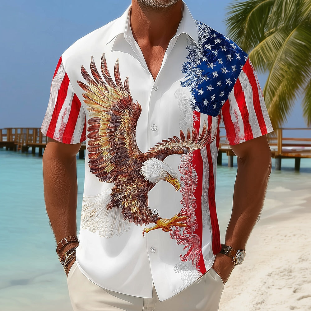 Men's Patriotic Eagle Short Sleeve Shirt