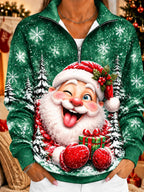 Women's Santa Snowflake Half Zip Sweatshirt