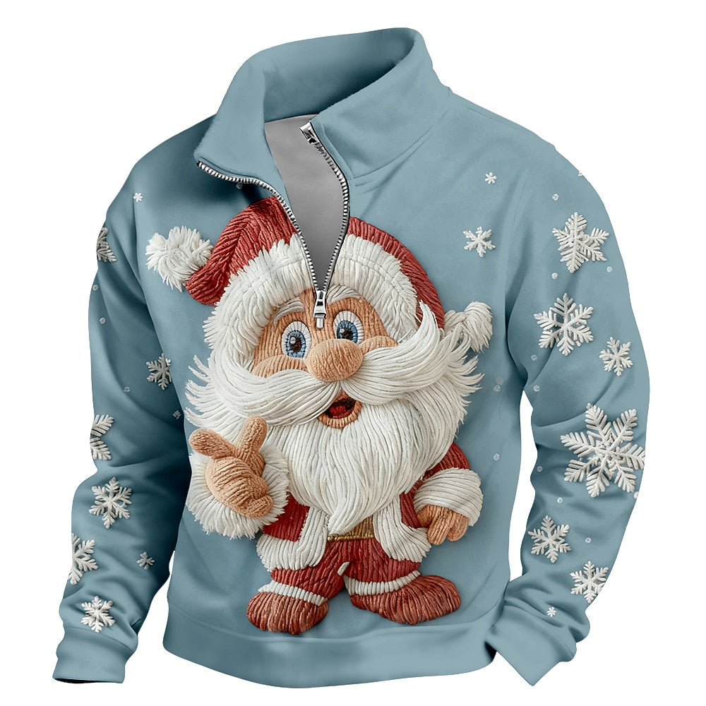 Santa Claus Christmas Stand Collar Sweatshirt
