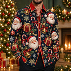 Men's Santa Claus Party Button Up Shirt