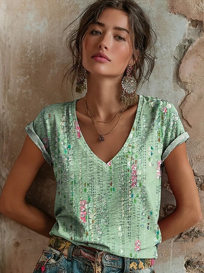 Women's Vintage Blossom V Neck Tee