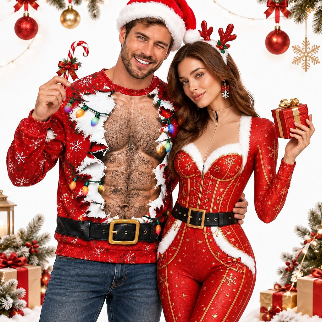Christmas Hunk Santa Spooky Crewneck Sweatshirt