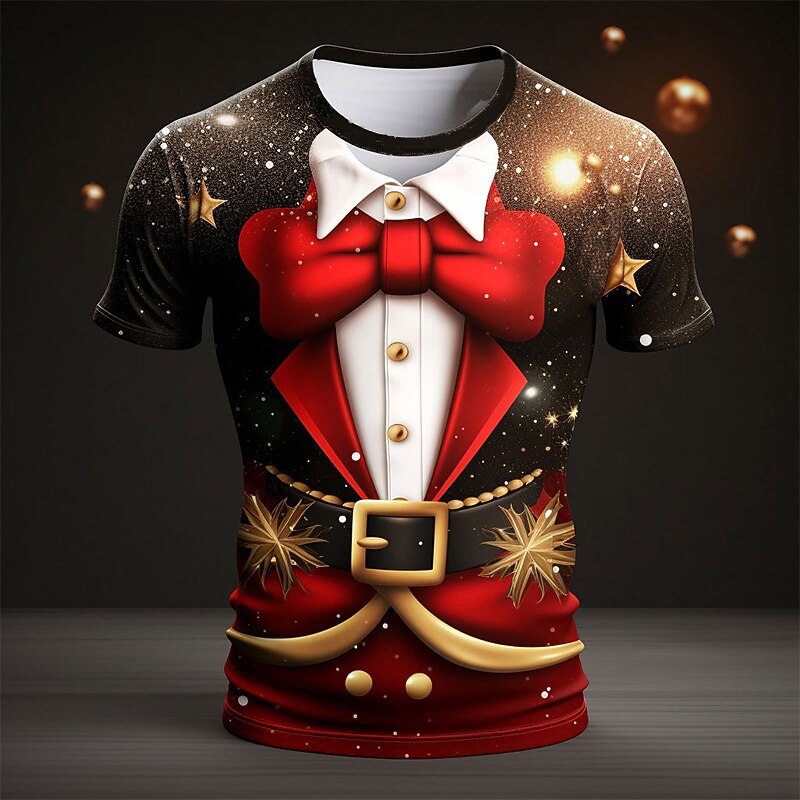 Men's Christmas Bowknot Graphic Costume T-Shirt