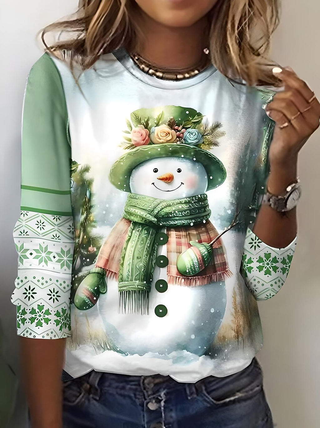 Women's Cute Snowman Christmas T-Shirt
