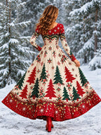 Ombre Christmas V Neck Maxi Dress