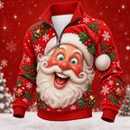 Santa Christmas Stand Collar Zip Sweatshirt