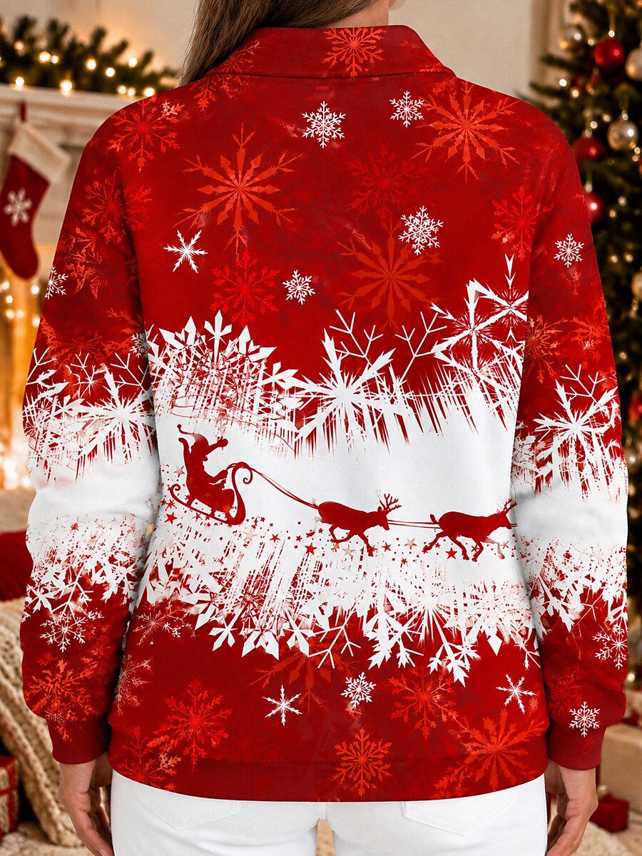 Women's Snowflake High Neck Zip Sweatshirt