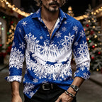 Christmas Elk Snowflake Button Shirt