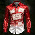 Christmas Scene Ornaments Satin Button Shirt