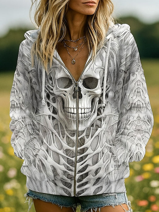Women's Halloween Haunted Skull Hoodie