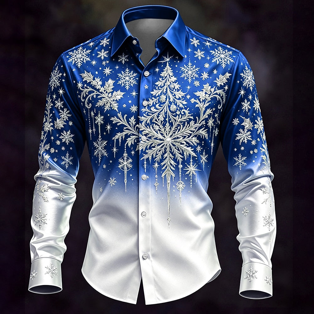 Christmas Tree Snowflake Button Down Shirt
