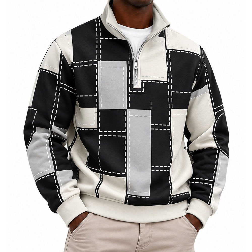 Men's Plaid Half Zip Sweatshirt