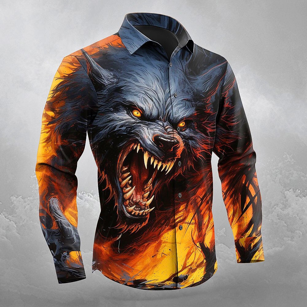 Men's Wolf Gothic Button Up Shirt