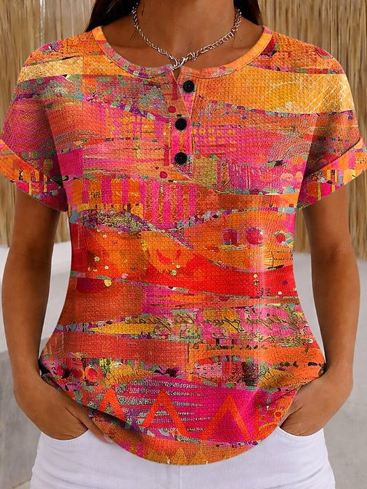 Women's Colorblock Geometric Art Graphic Tee