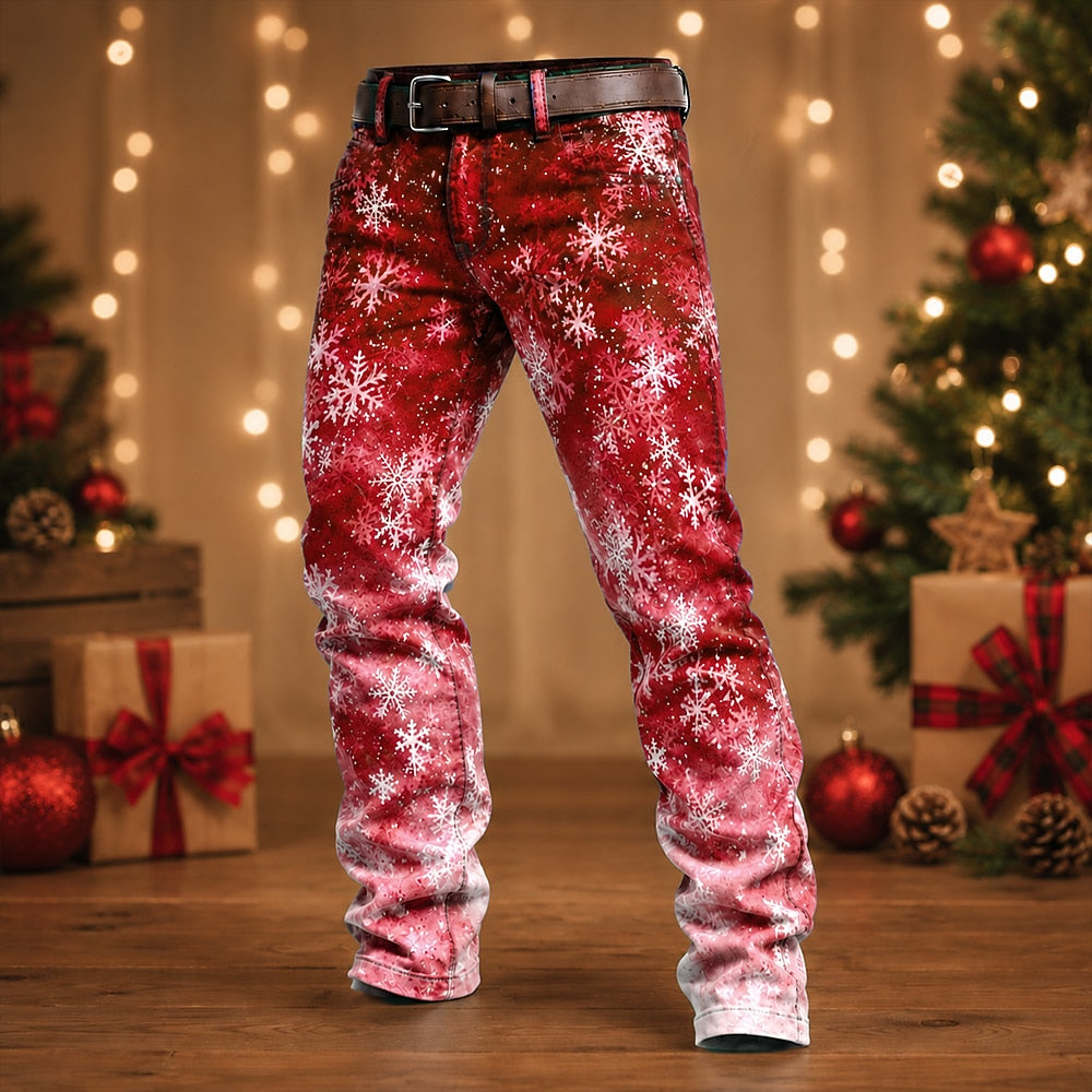 Snowflake Graphic Casual Dress Pants