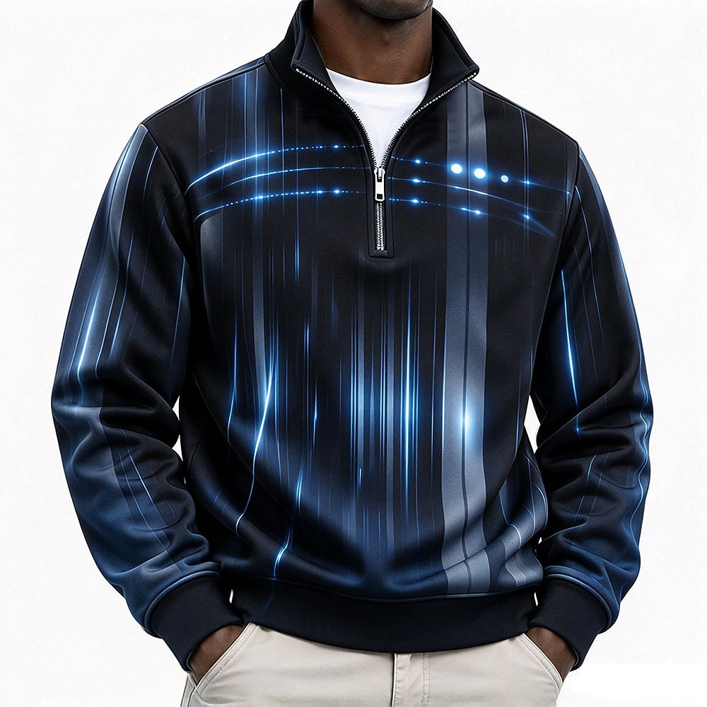 Vertical Striped Quarter Zip Sweatshirt