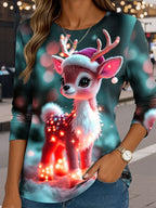 Women's Reindeer Christmas Graphic Longsleeve Tee