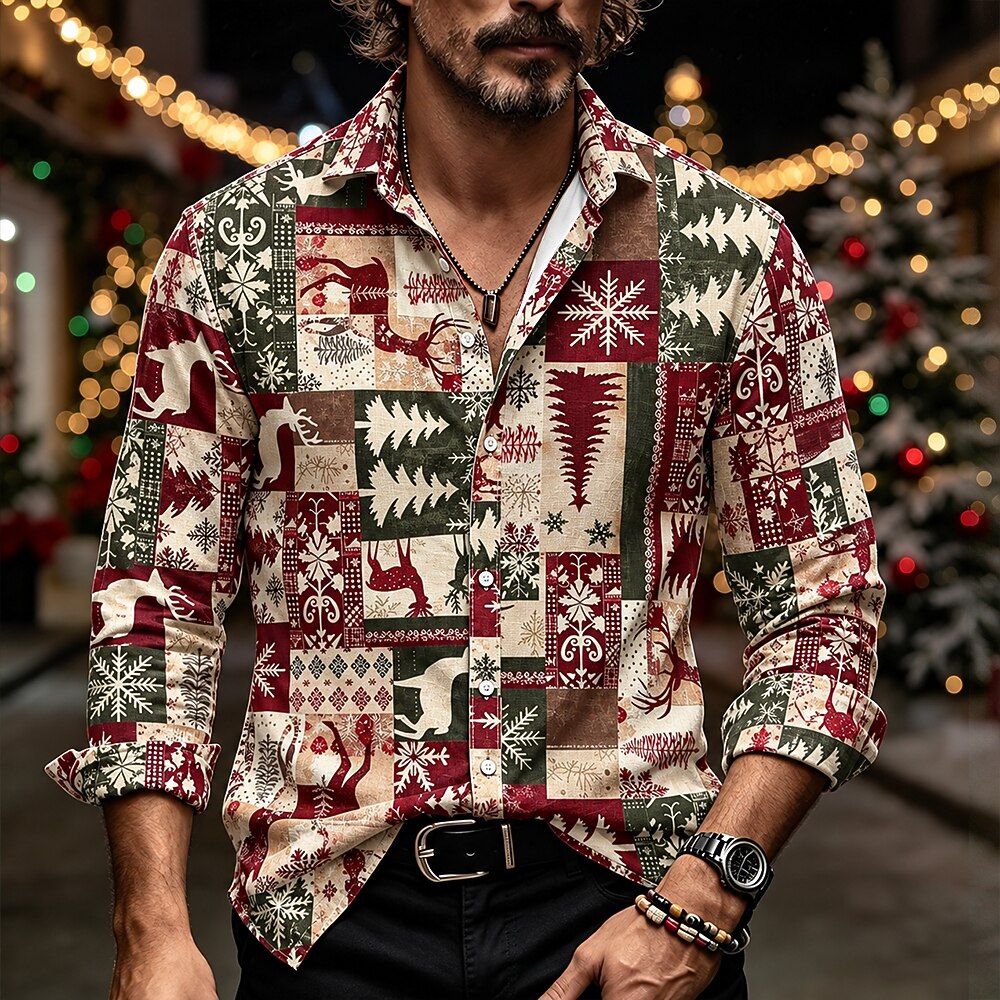 Christmas Tree Animal Button Shirt