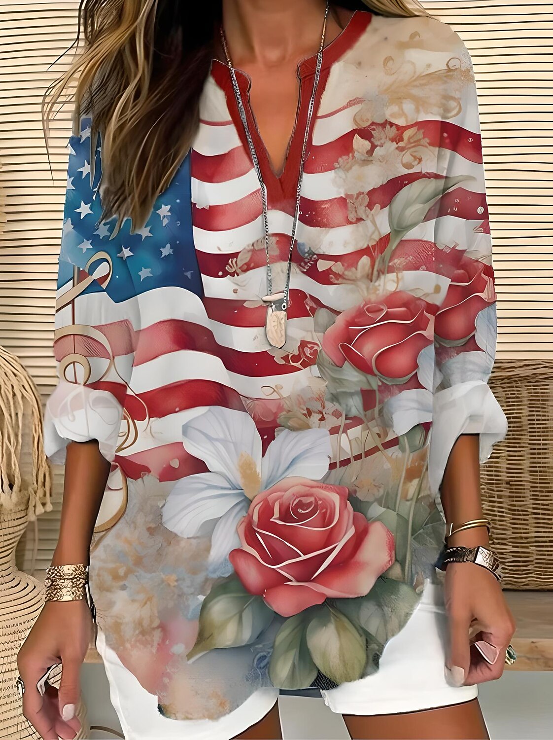 Women's Heritage Flag Long Sleeve Blouse