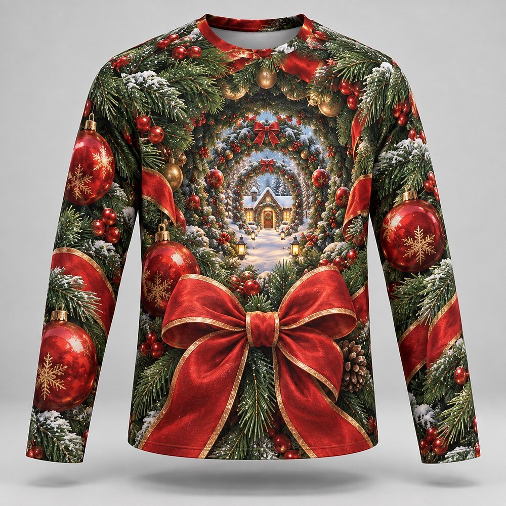 Men's Christmas Tree Bowknot Graphic Tee