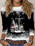 Women's Snowflake Christmas Vintage Longsleeve Tee