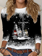 Women's Snowflake Christmas Vintage Longsleeve Tee