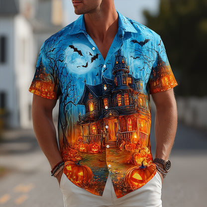 Men's Pumpkin House Gothic Button Shirt