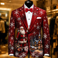 Men's Santa Claus Holiday Print Blazer