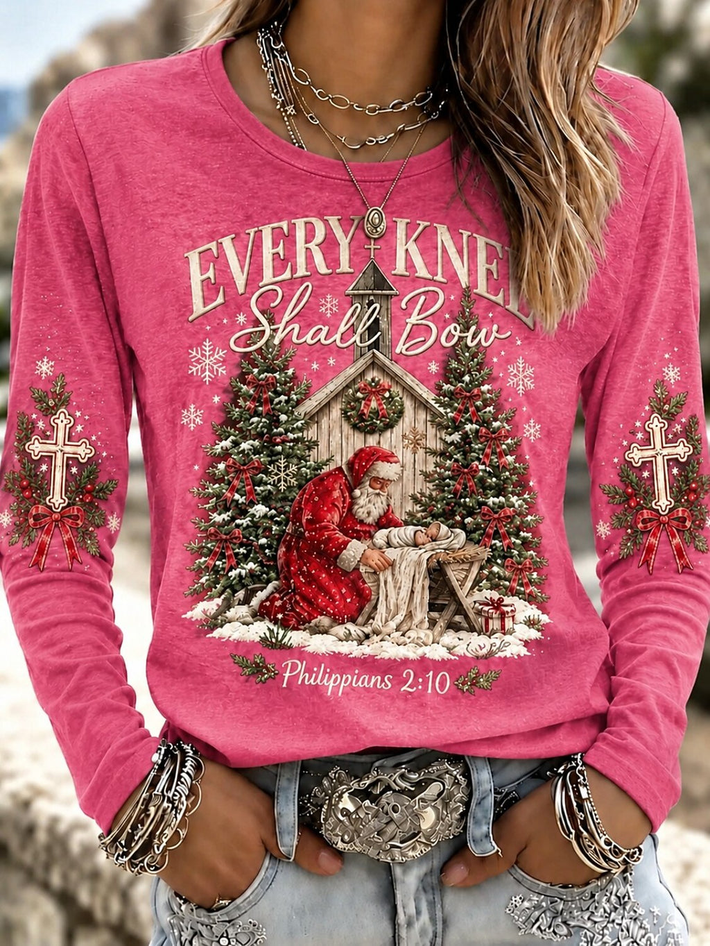 Santa Claus Graphic Women's Christmas Shirt