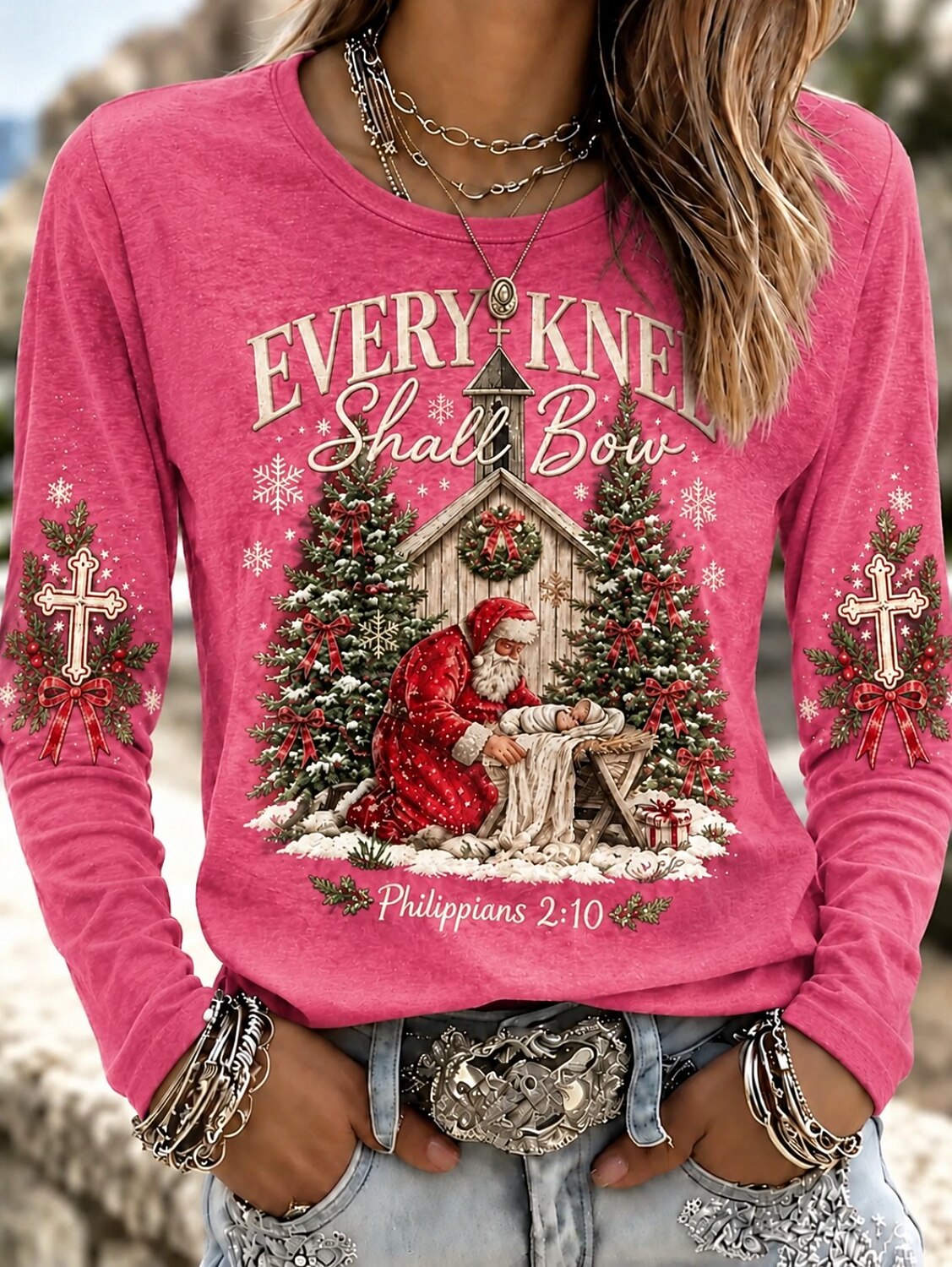 Santa Claus Graphic Women's Christmas Shirt