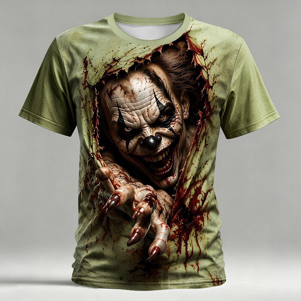Men's Creepy Halloween Clown Optical Tee