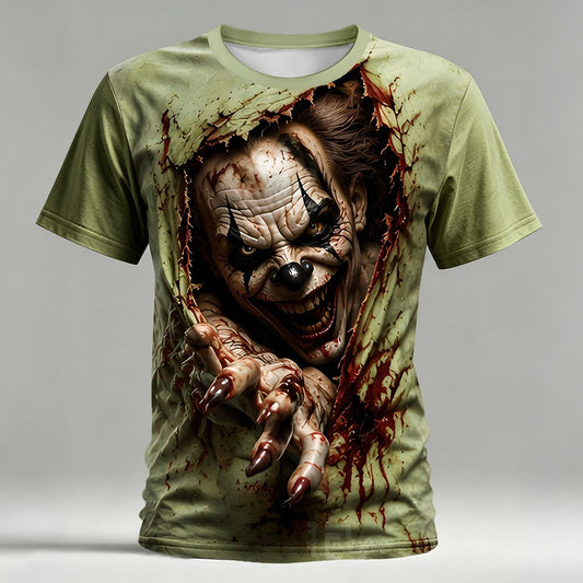 Men's Creepy Halloween Clown Optical Tee