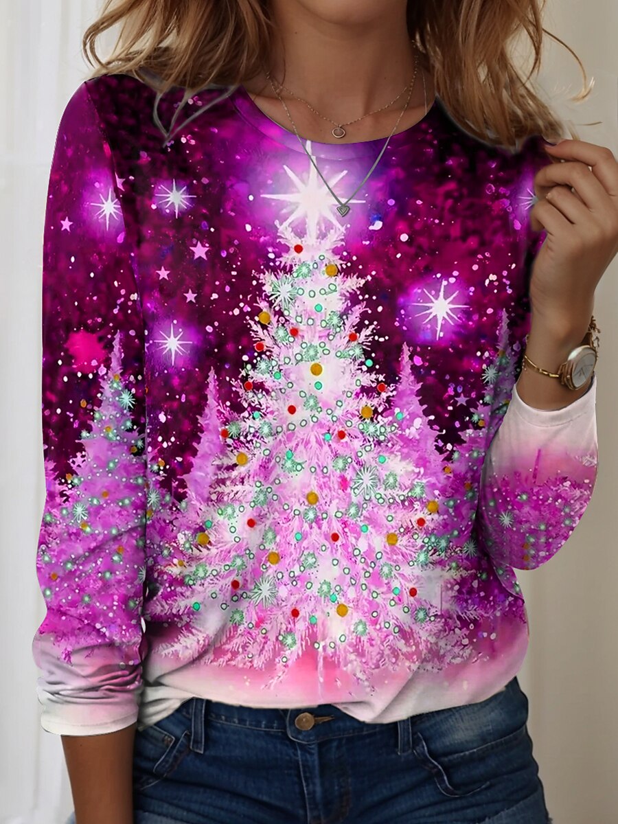 Women's Christmas Tree Stylish Longsleeve Tee