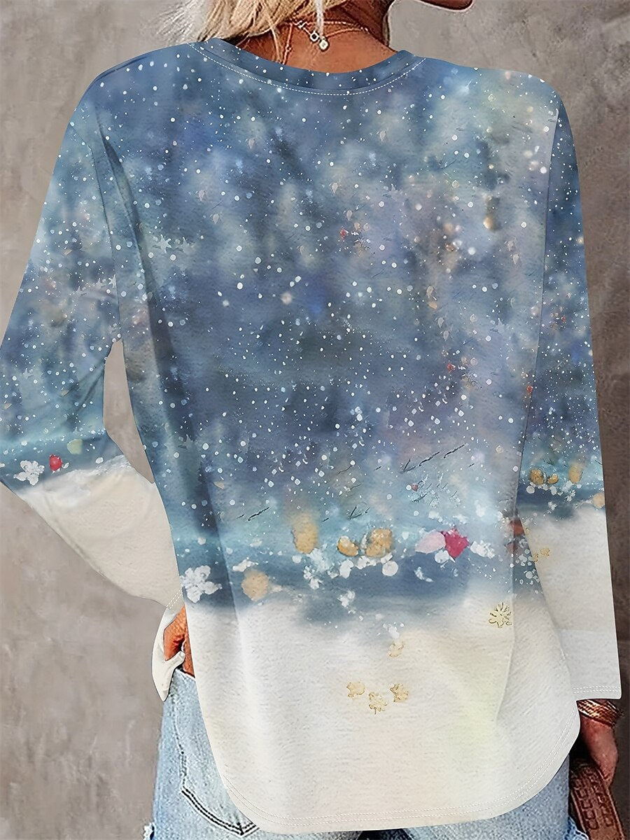 Women's Christmas Casual Print Longsleeve Tee