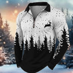 Christmas Reindeer Long Sleeve Polo Shirt