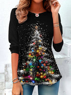 Women's Christmas Tree Vintage Longsleeve Tee