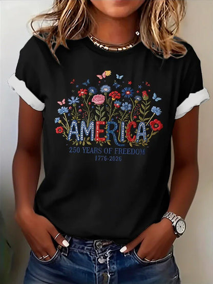 Women's Floral Flag Graphic Tee
