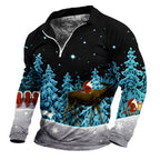 Christmas Santa Tree Zip Polo Shirt