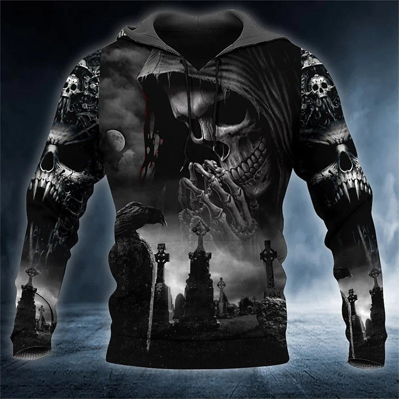 Men's Dark Grim Reaper Skull Hoodie