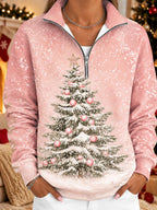 Women's Christmas Tree Snowflake Half Zip Sweatshirt